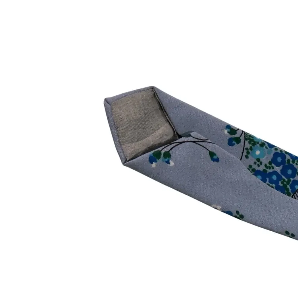 Vintage 60’s Joseph Horne Blue Floral Flowers Novelty Necktie